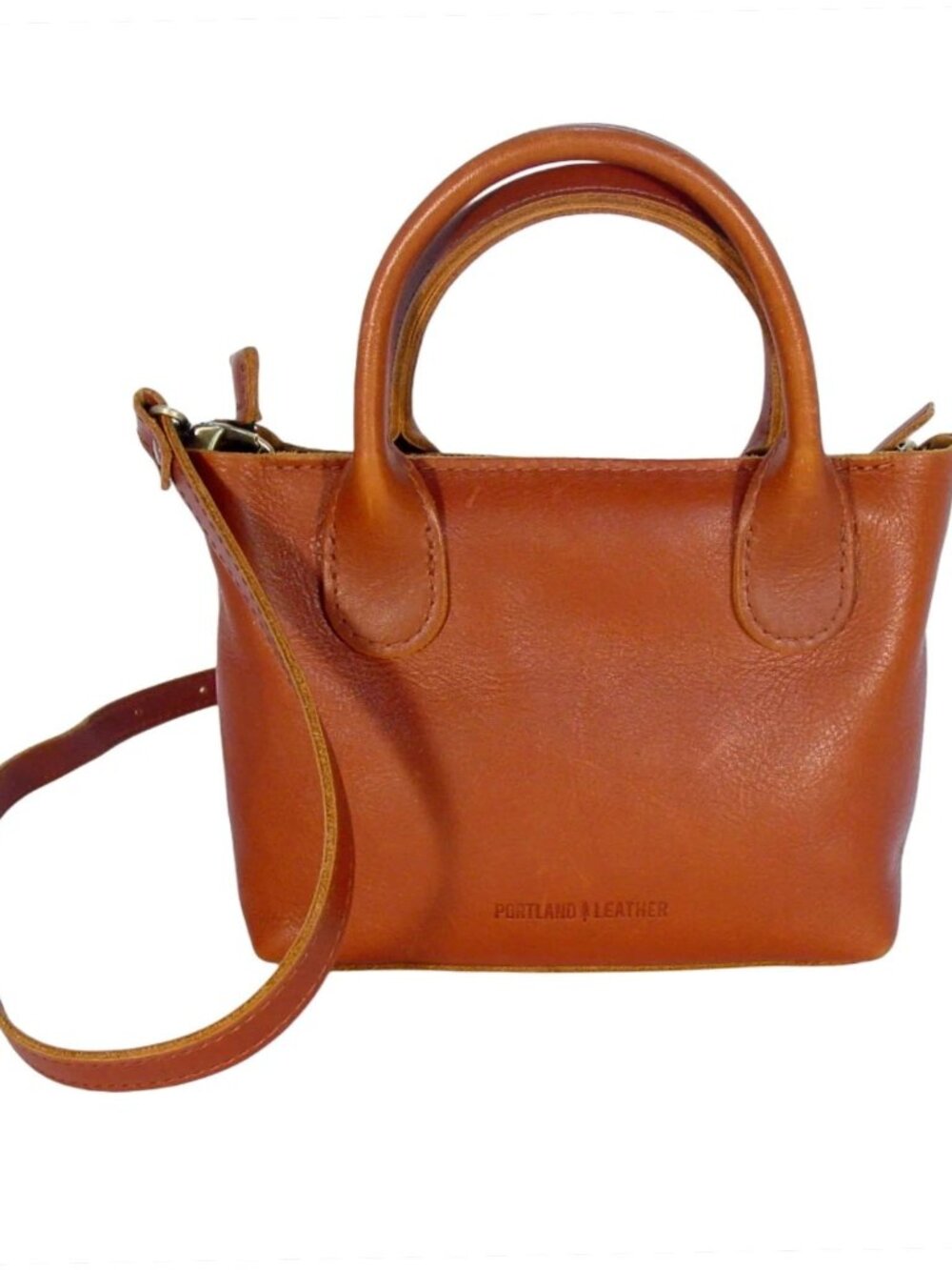 PORTLAND LEATHER GOODS Raindrop $148 Small Nutmeg Leather Crossbody Bag - NWOT